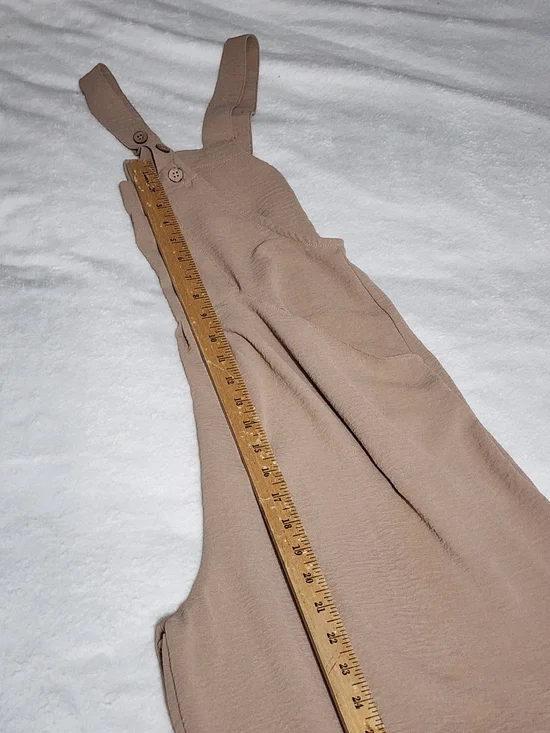 Wide-Leg Khaki Overalls Jumpsuit - Casual Women's - Picture 3 of 9